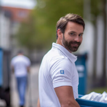 Entrümpler vor Container