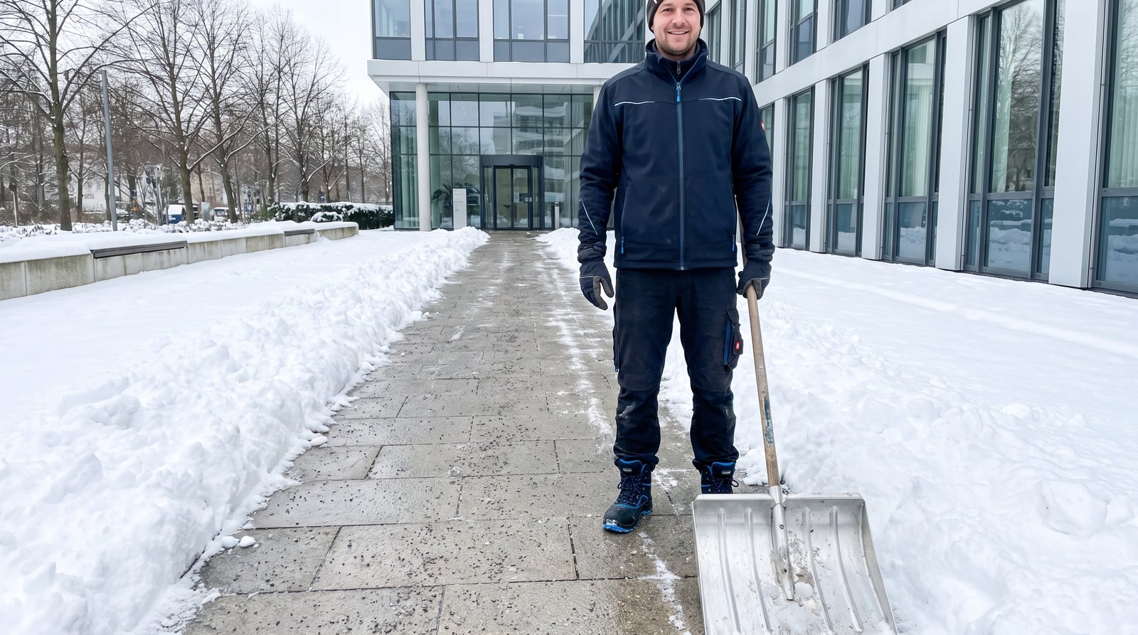 Geräumter und gestreuter Eingang beim Winterdienst in Düsseldorf